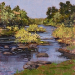 Black River #4 - Oil on Canvas, Mounted on Panel - 12" x 12"