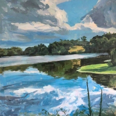Water Sky Rockfeller Lake - Acrylic on Canvas - 64" x 46"